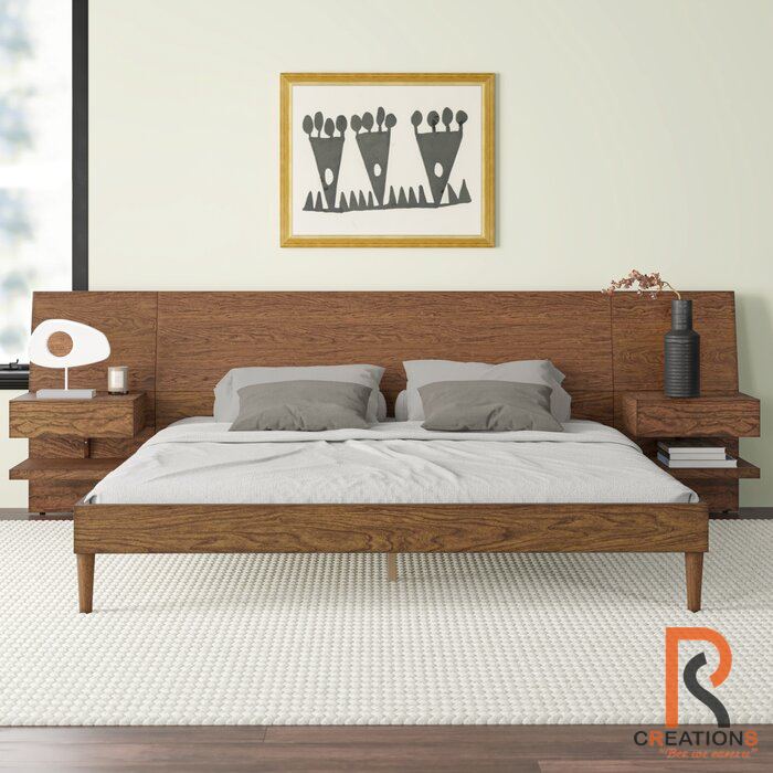 Alma King Size Platform Bed with Floating Side Tables