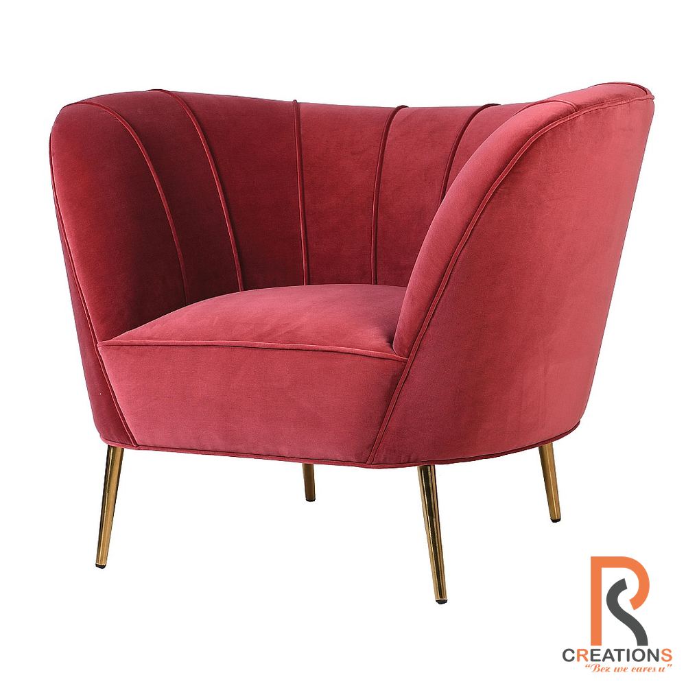 Cherry Pink Velvet Accent Chair