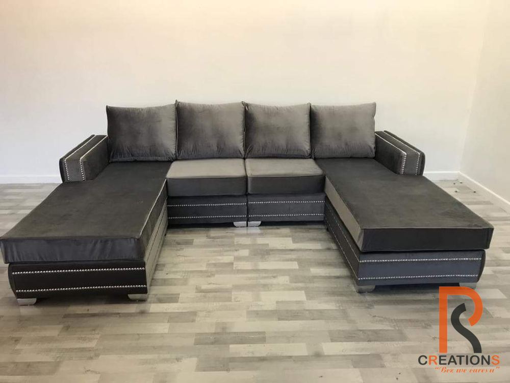 French Velvet U Shape Sofa