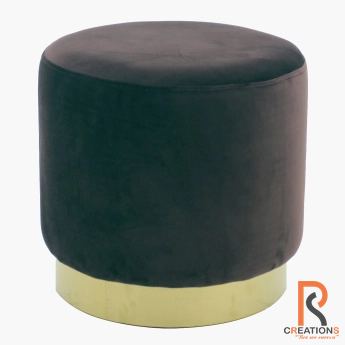 Hampton Velvet Ottoman Stool with Gold Base