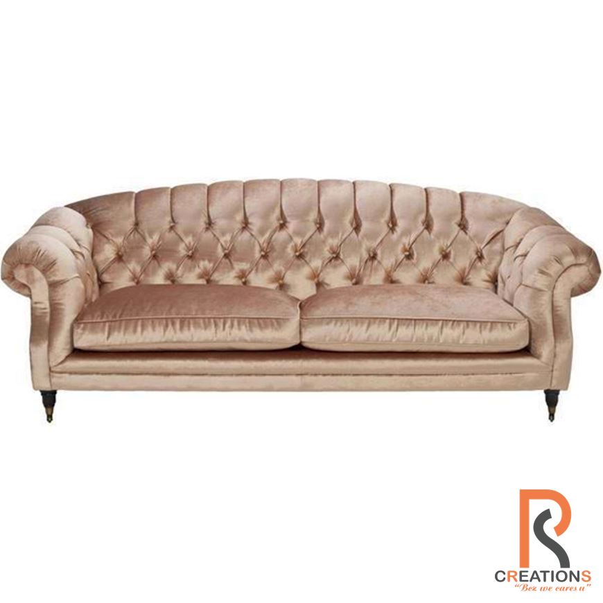 Loui Pink Velvet Chesterfield Sofa