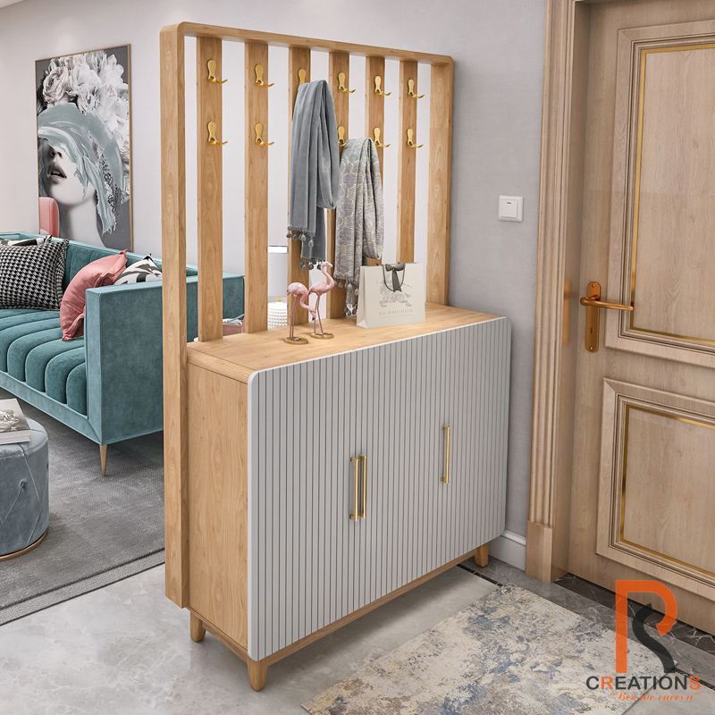 Nordic Shoe Cabinet with Coat Hanger Panel